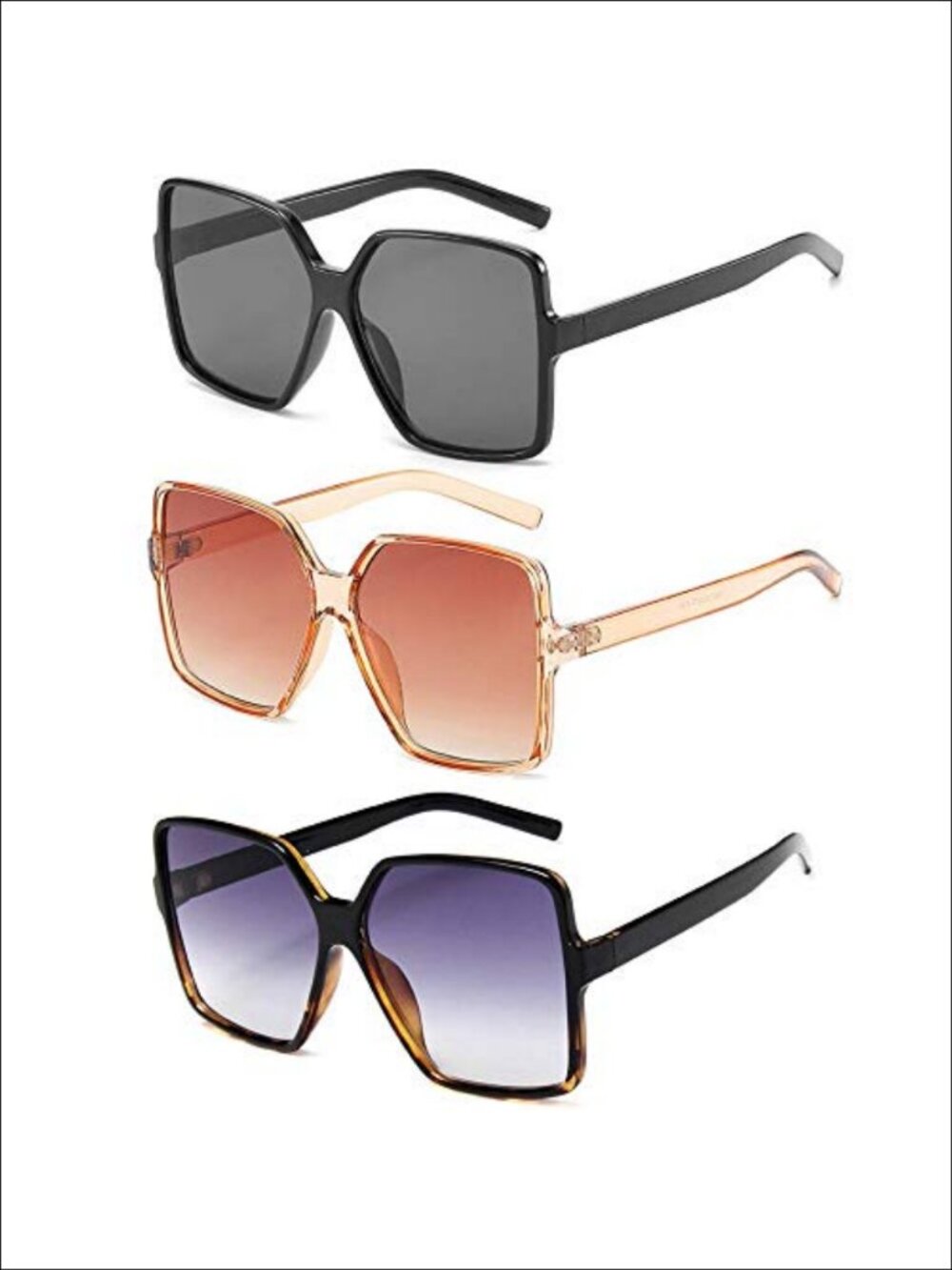 Oversized Square Sunglasses UV400 Protection Trendy Wide Shades